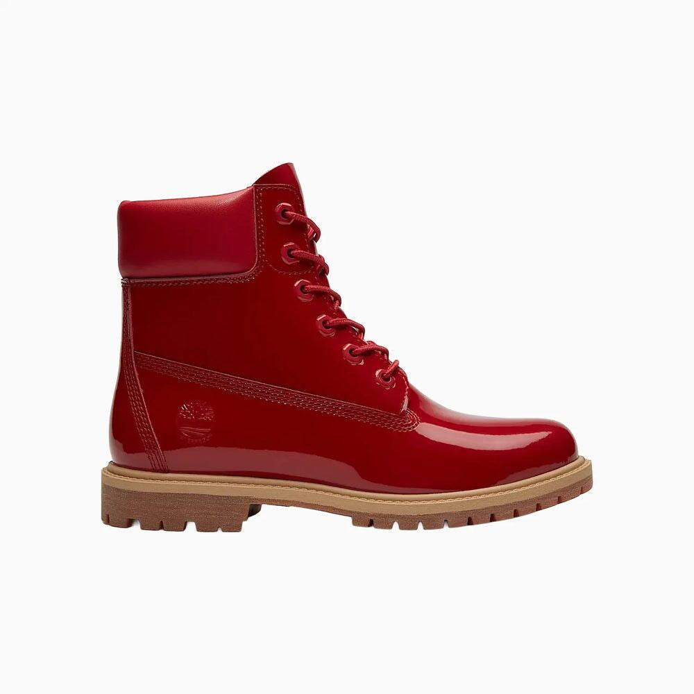 TIMBERLAND WOMEN'S 6.5 PREMIUM 6 IN BOOT WATERPROOF RED PATENT LEATHER NIB